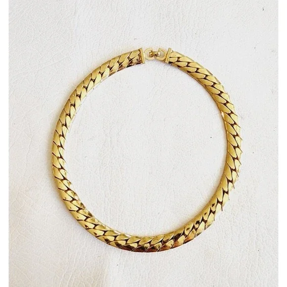 Christian Dior Vintage Cuban Link Choker Necklace HTF 169mmm Wide